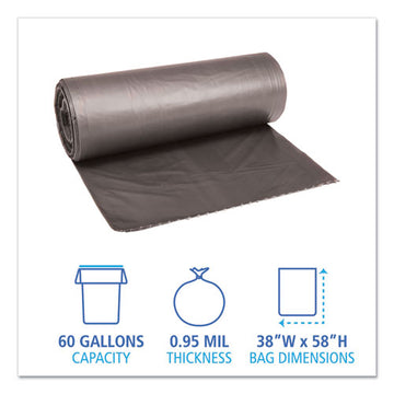 Boardwalk® Low-density Waste Can Liners, 60 Gal, 0.95 Mil, 38" X 58", Gray, 100-carton freeshipping - TVN Wholesale